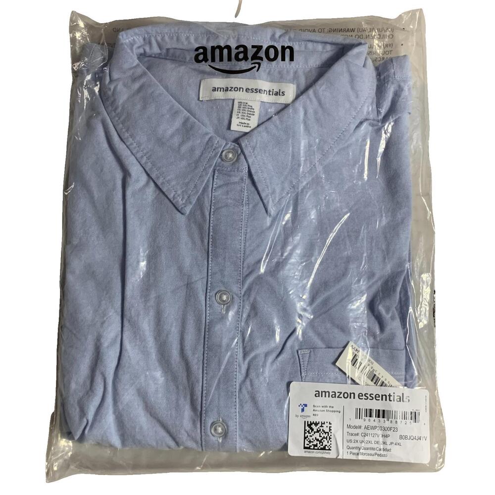 Amazon Essentials Men's Oxford Shirt‎ Light Blue 2XL NEW